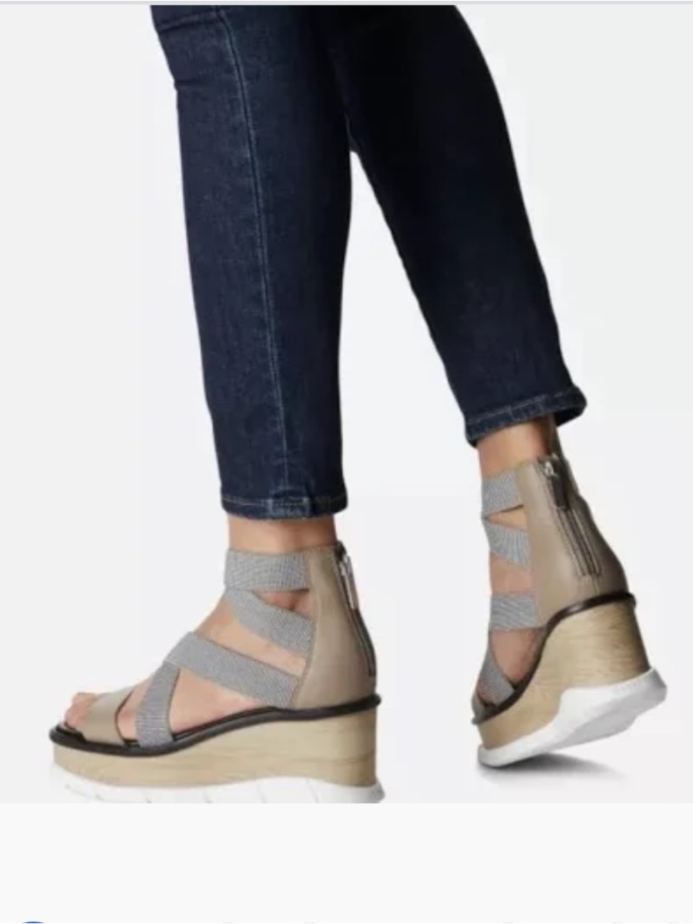 Sorel Women's Taupe and Black Crisscross Wedge Sandals